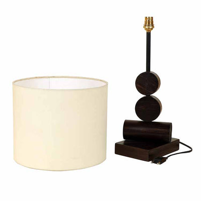 Tao I Wooden Table Lamp with Shallow Drum Shade-Height - 21'' - Decor & Living - 4