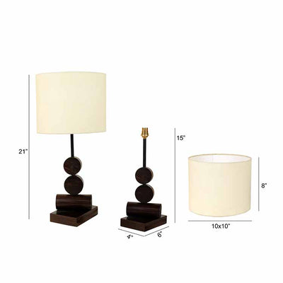 Tao I Wooden Table Lamp with Shallow Drum Shade-Height - 21'' - Decor & Living - 5