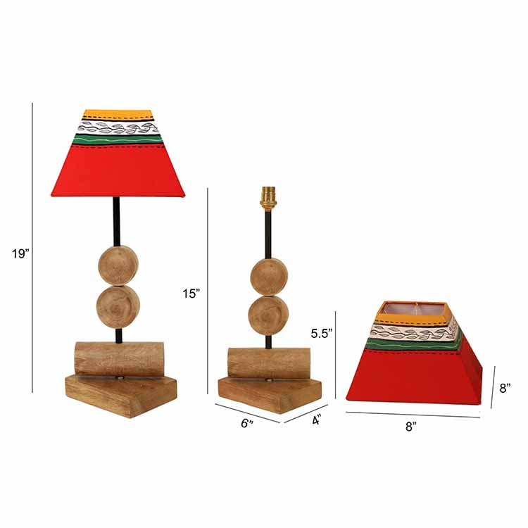 Tao II Wooden Table Lamp with Tapered Square Shade-Height - 19'' - Decor & Living - 5