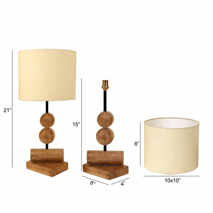 Tao III Wooden Table Lamp with Shallow Drum Shade-Height - 21'' - Decor & Living - 5