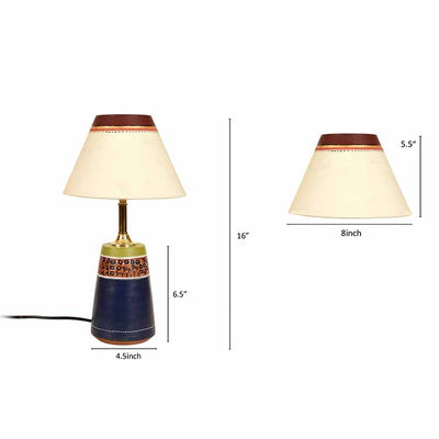 Handpainted Midnight Blue Earthen Lamp with White Shade - Decor & Living - 6