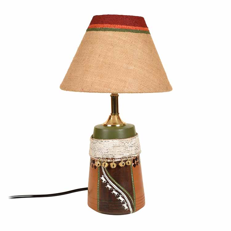 Hand Knitted Earthen Lamp with Jute Shade (16x4.5") - Decor & Living - 3