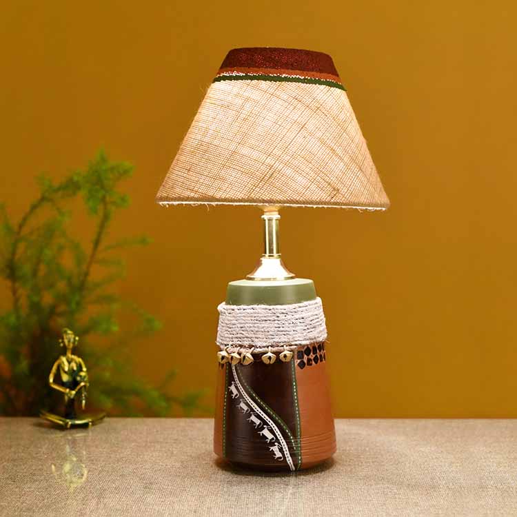 Hand Knitted Earthen Lamp with Jute Shade (16x4.5") - Decor & Living - 2