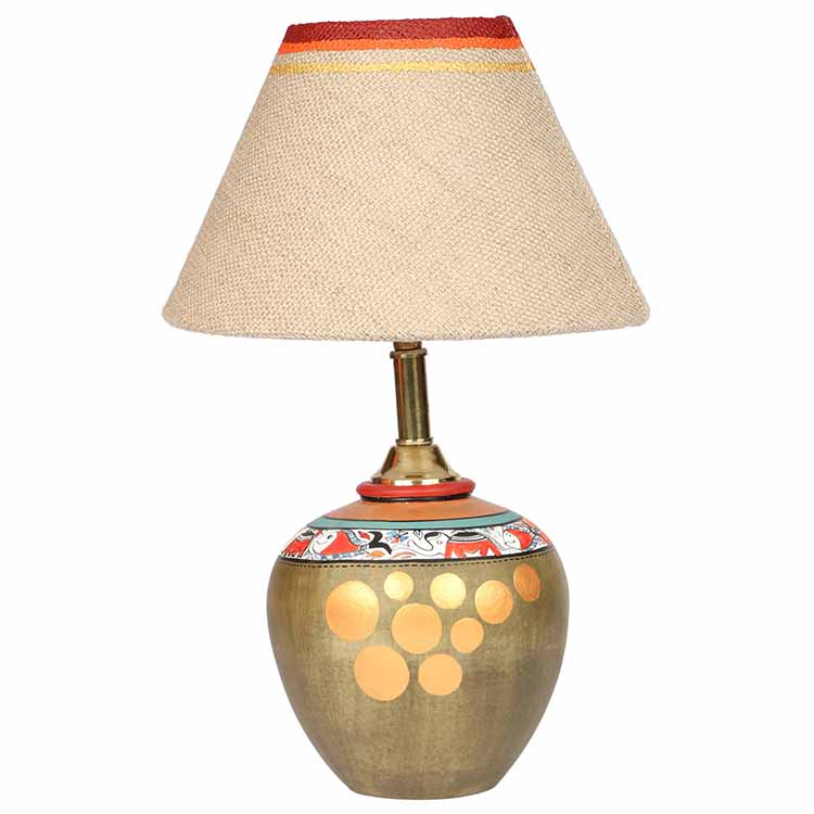Table Lamp Earthen Handcrafted with Brown Shade (8.1x13") - Decor & Living - 2