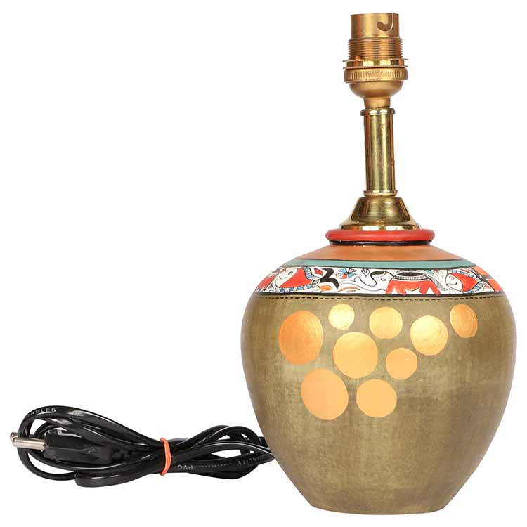 Table Lamp Earthen Handcrafted with Brown Shade (8.1x13") - Decor & Living - 3