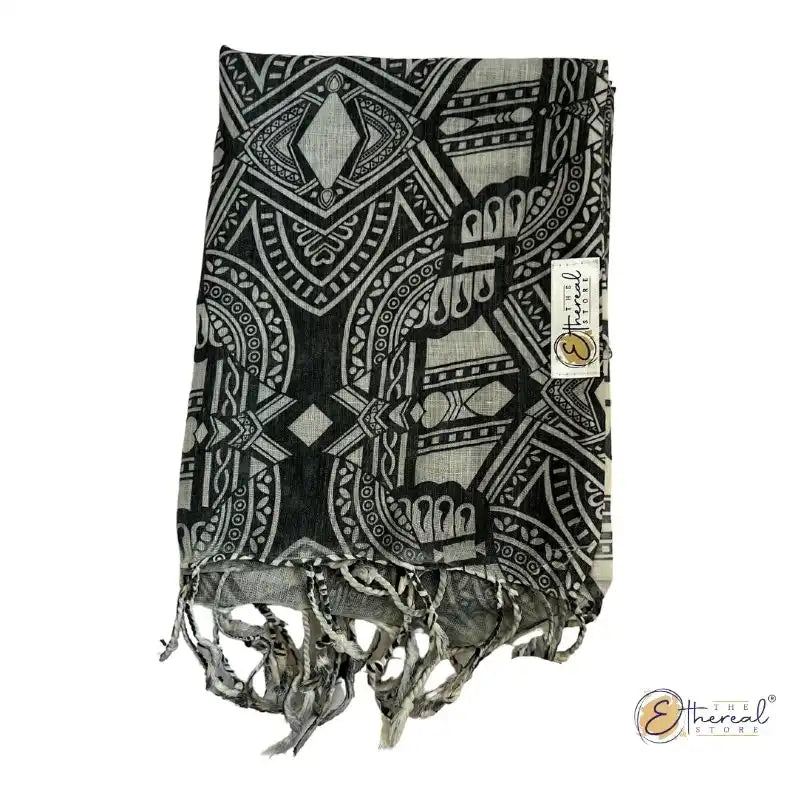 Black & White Abstract Printed Stole - Lifestyle Accessories - 7