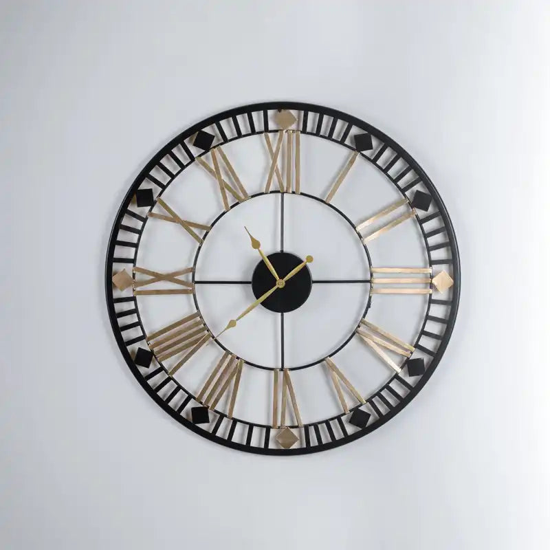 Gold & Black Round Wall Clock
