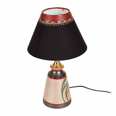 Pearly Leaf Earthen Lamp with Black Shade (16x4.1") - Decor & Living - 4