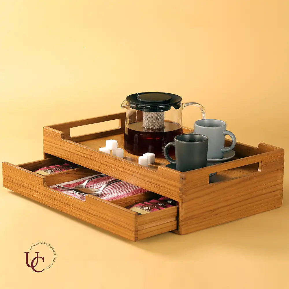 Serving Tray with Tea Bag Drawer - Dining & Kitchen - 3