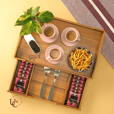 Serving Tray with Tea Bag Drawer - Dining & Kitchen - 2