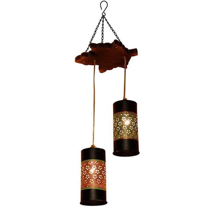 Celo-2 Chandelier with Cylindrical Metal Hanging Lamps (2 Shades) - Decor & Living - 2
