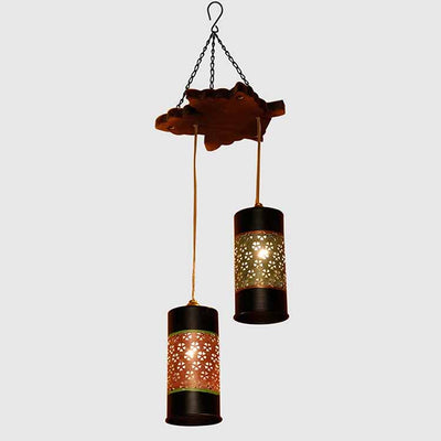 Celo-2 Chandelier with Cylindrical Metal Hanging Lamps (2 Shades) - Decor & Living - 3