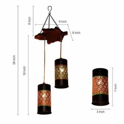 Celo-2 Chandelier with Cylindrical Metal Hanging Lamps (2 Shades) - Decor & Living - 4