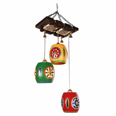 Cona-3 Chandelier with Barrel Shaped Metal Hanging Lamps (3 Shades) - Decor & Living - 2