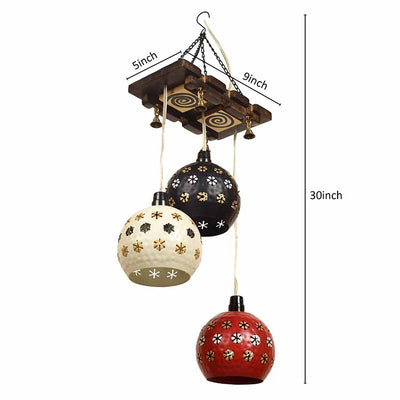 Star-3 Chandelier with Dome Shaped Metal Hanging Lamps (3 Shades) - Decor & Living - 5