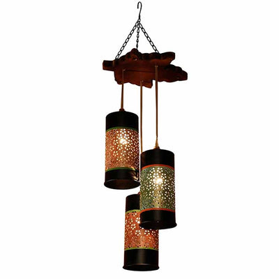 Celo-3 Chandelier with Cylindrical Metal Hanging Lamps (3 Shades) - Decor & Living - 2
