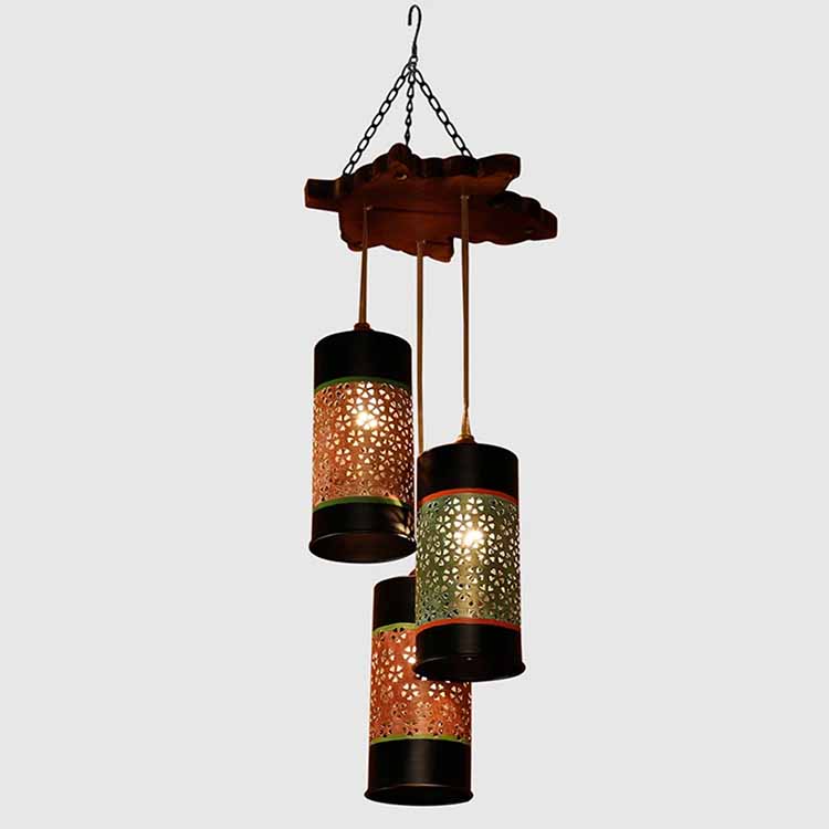 Celo-3 Chandelier with Cylindrical Metal Hanging Lamps (3 Shades) - Decor & Living - 3