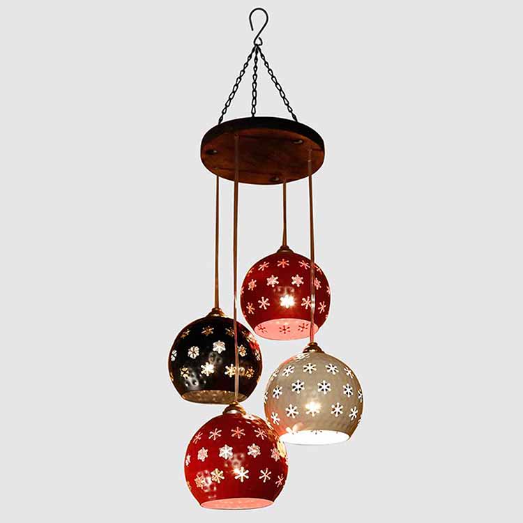 Star-4 Chandelier with Dome Shaped Metal Hanging Lamps (4 Shades) - Decor & Living - 3