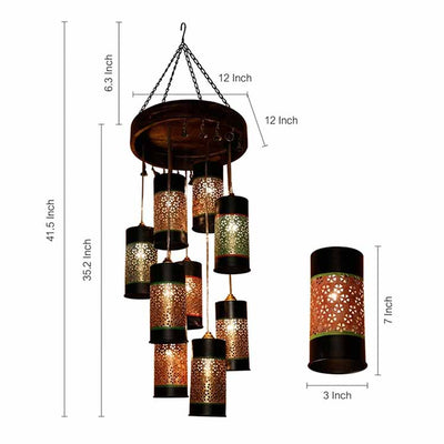 Celo-9 Chandelier with Cylindrical Metal Hanging Lamps (9 Shades) - Decor & Living - 4