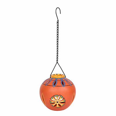 Terracotta Handpainted Orange Hanging Tea Light - Decor & Living - 2