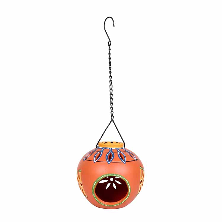 Terracotta Handpainted Orange Hanging Tea Light - Decor & Living - 3