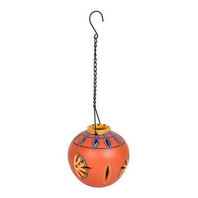Terracotta Handpainted Orange Hanging Tea Light - Decor & Living - 4