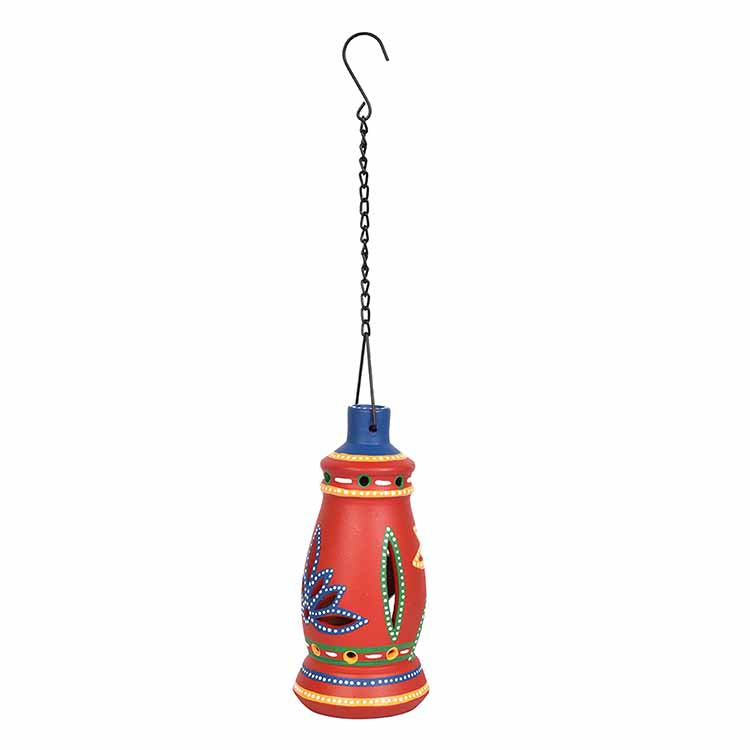 Terracotta Red Handpainted Hanging Tea Light - Decor & Living - 3