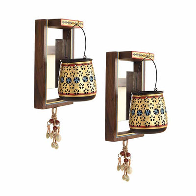 Handcrafted Wall Hanging Candle Holder - Set of 2 (5.5x2.5x8.5") - Decor & Living - 2