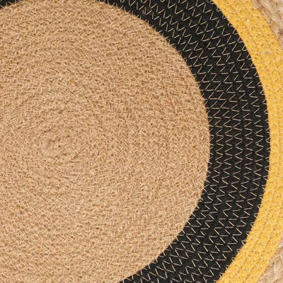 Cotton Jute Multi-Color Round Mat, Placemat, Concentric Circle Bars - Pack of 2 - Dining & Kitchen - 4