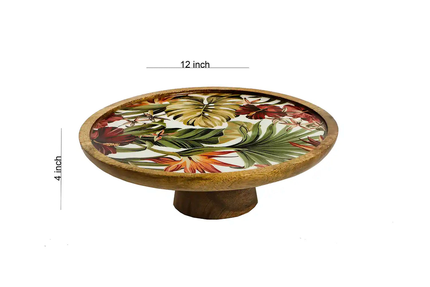 Round Tropical Paradise Print Wooden Cake Stand - Dining & Kitchen - 7