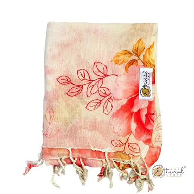 Pink Flowers Printed Stole - Lifestyle Accessories - 5