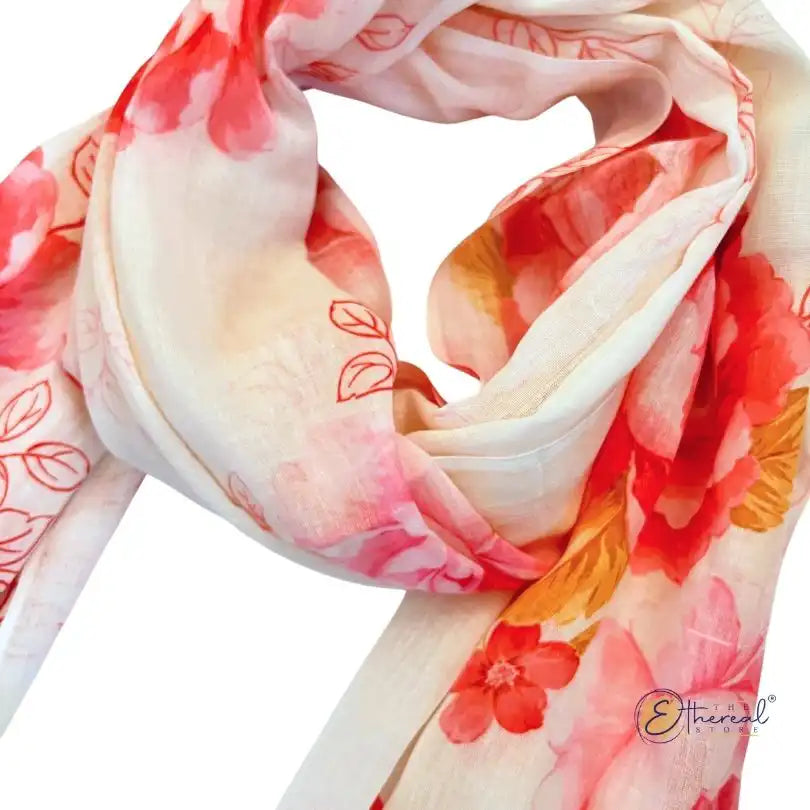 Pink Flowers Printed Stole - Lifestyle Accessories - 6