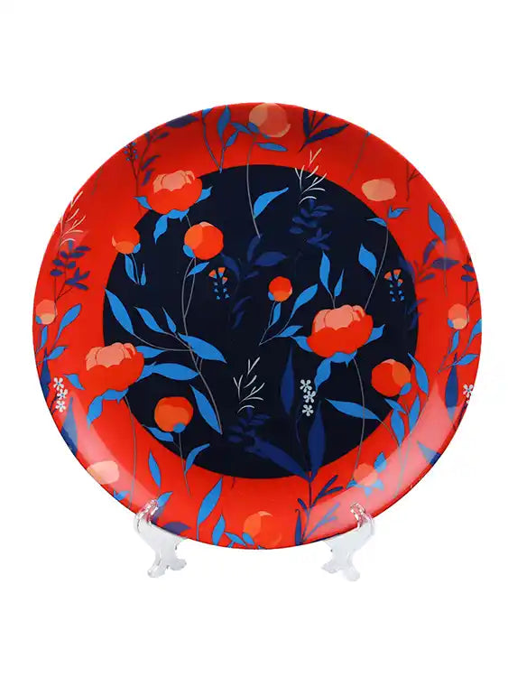 10" Coral Floral Ceramic Printed Large Wall Decor Plate