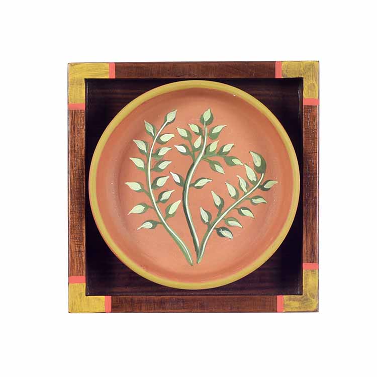Nature's Leaf Terracotta Wall Paintings - Set of 2 (6.5x6.5x1.6") - Wall Decor - 3