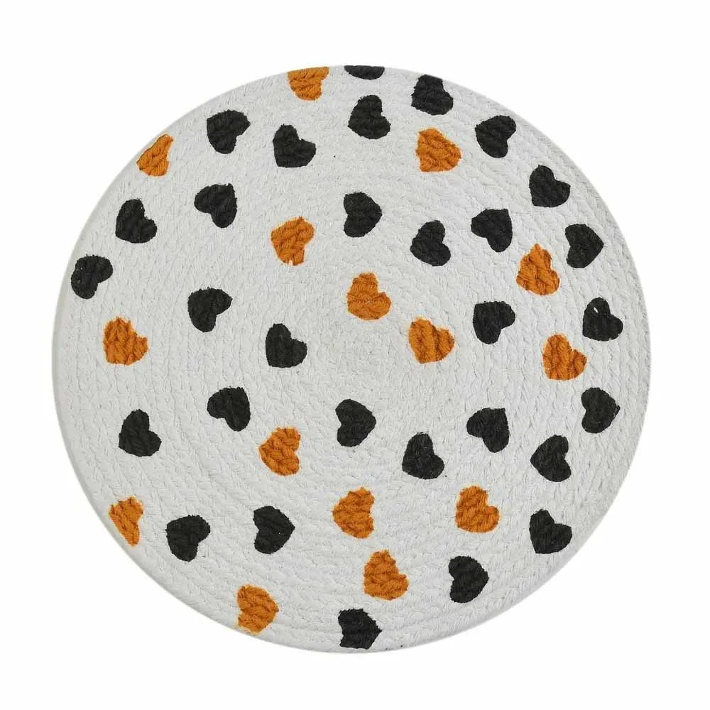Printed Heart Cotton Placemat Round - Pack of 2 - Dining & Kitchen - 2