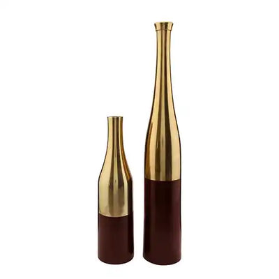 Scarlet Red Gold Champagne Bottle Vase Set 60-702-31-50-4
