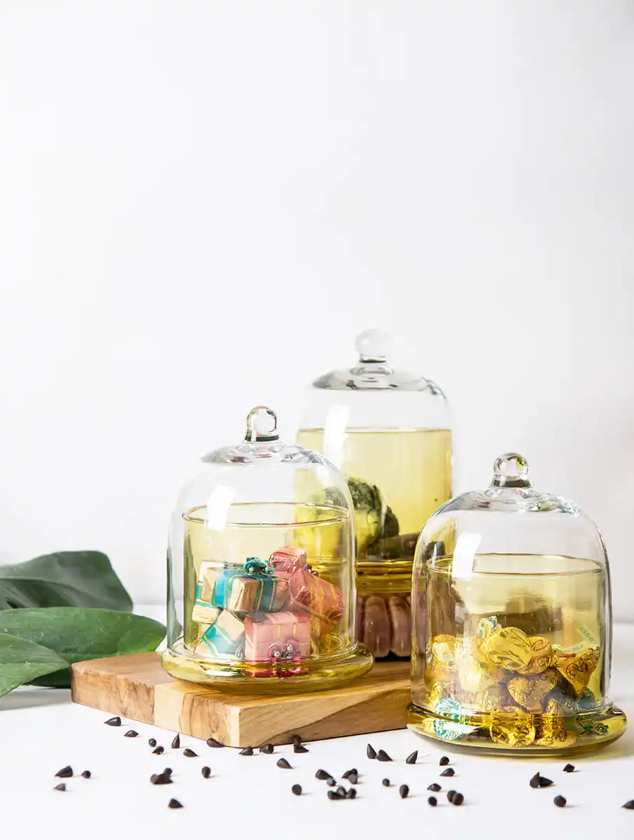 Glass Bell Jar - Yellow (Set of 2) - Dining & Kitchen - 4