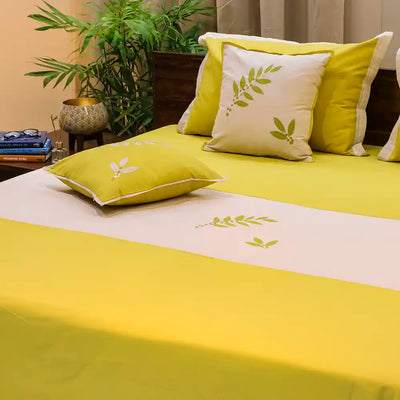 Embroided Lemon & Beige Bed Cover - Set of 3 - Furnishing & Utilities - 5
