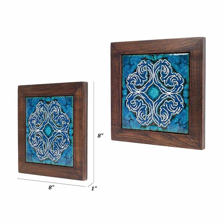 Blue Daisy Handcrafted Wall Art Panel/ Trivets - Set of 2 - Wall Decor - 6
