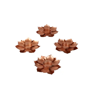 Flower Copper Tealight Holder Set of 4