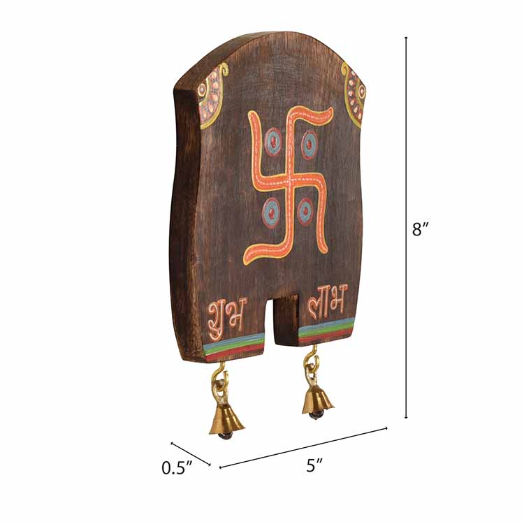 Handcrafted 'Swastika' Hanging Board (7x0.5x8") - Wall Decor - 4