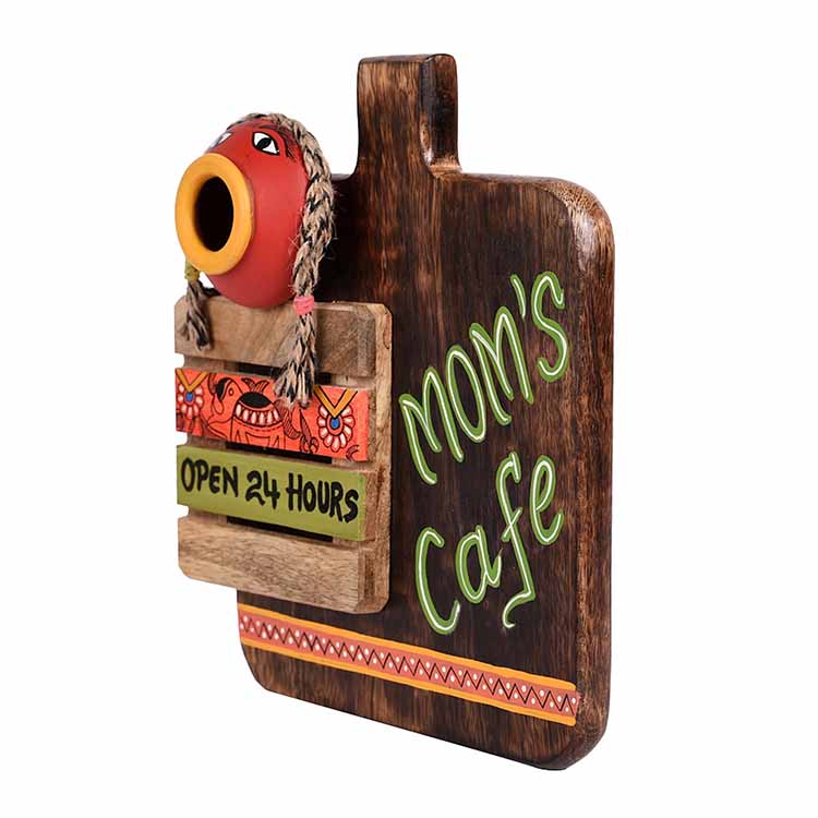 Kitchen Decor "Mom's Cafe" Handcrafted (7.5x2.5x9") - Wall Decor - 3
