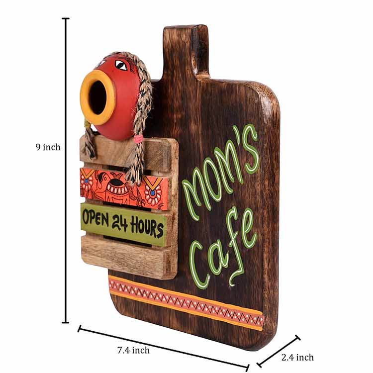 Kitchen Decor "Mom's Cafe" Handcrafted (7.5x2.5x9") - Wall Decor - 5