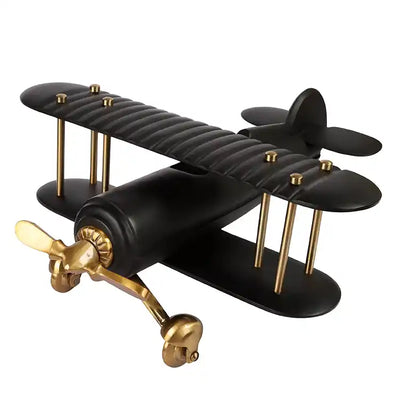 Gold and Black Wood Vintage Handcrafted Decor Airplane 42-043-41-2