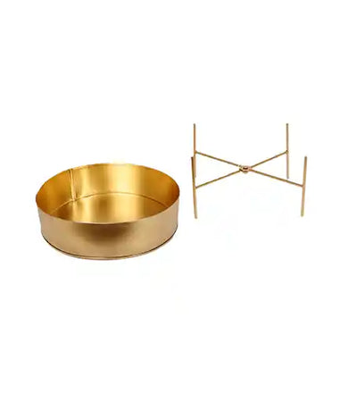 Round Gold Table Planter with Stand Set of 2