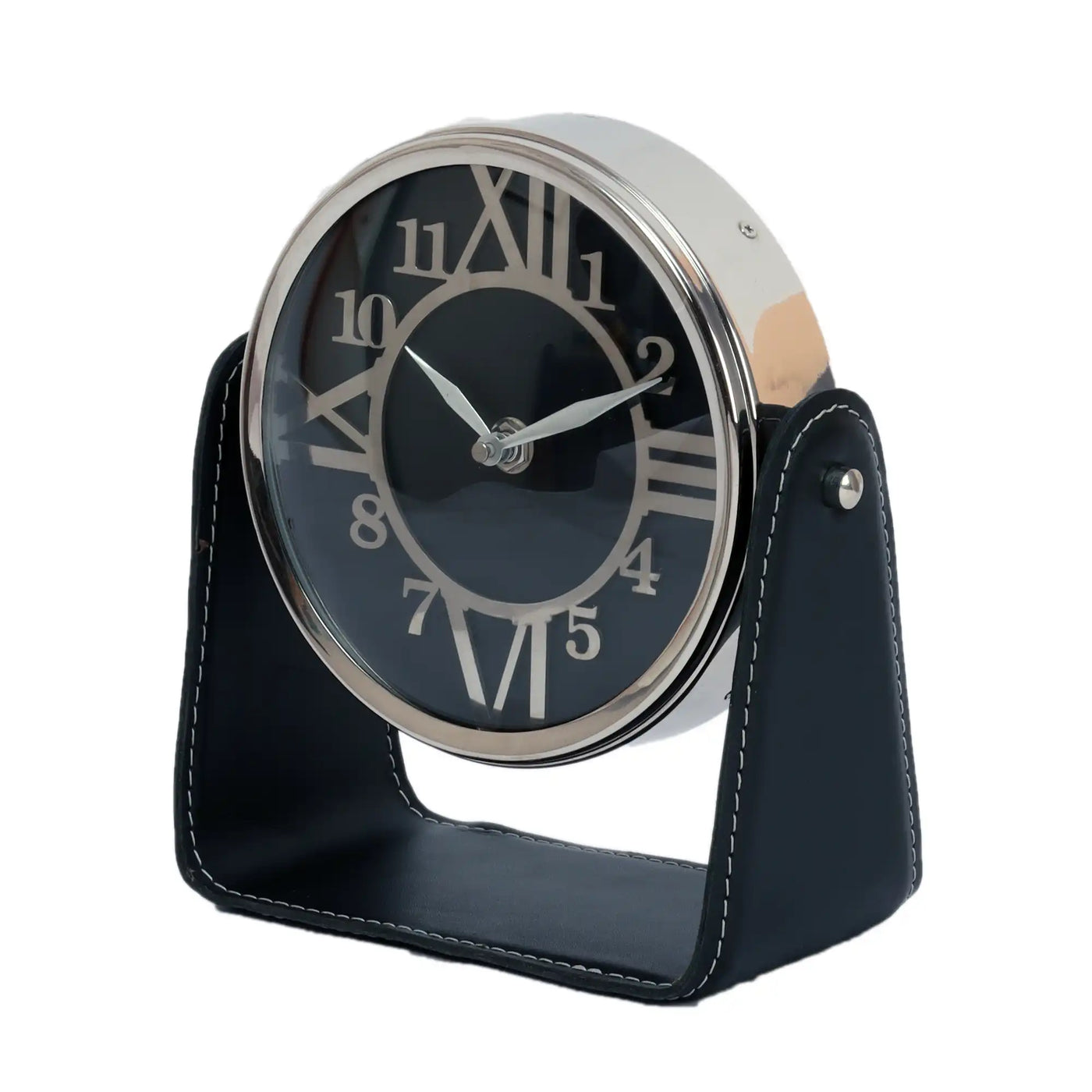 Genuine Black Leather Table Clock 60-966-21-1