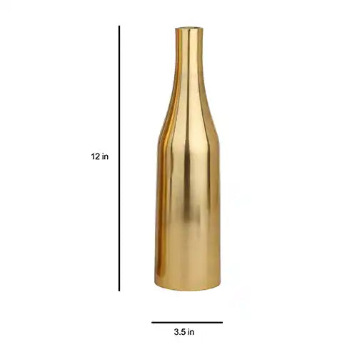 Matt Gold Champagne Bottle Small Table Vase-60-702-31