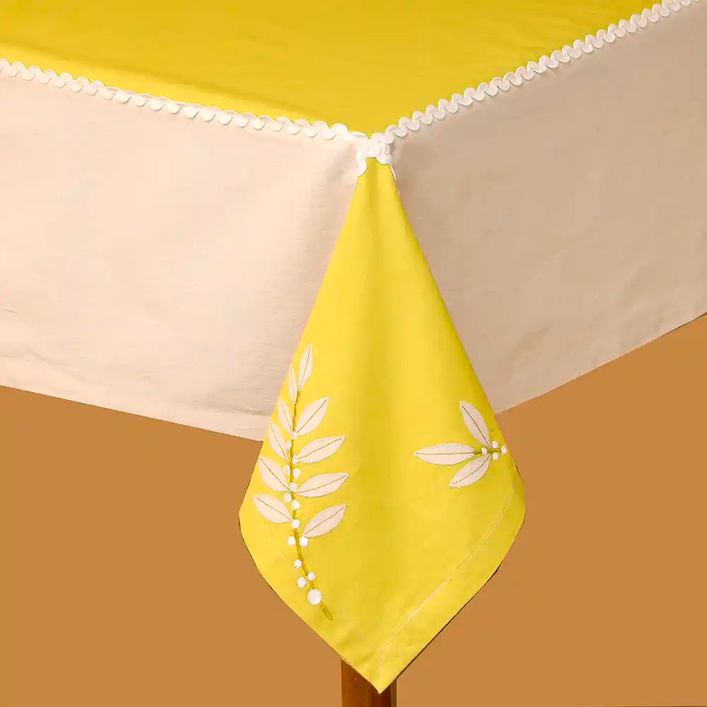 Embroided Lemon & Beige Table Cover - Dining & Kitchen - 2