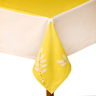 Embroided Lemon & Beige Table Cover - Dining & Kitchen - 7