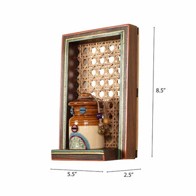 Handcrafted Mirror Cane Hanging Shelf with Storage Barni - Set of 2 (5.5x2.5x8.5") - Wall Decor - 4